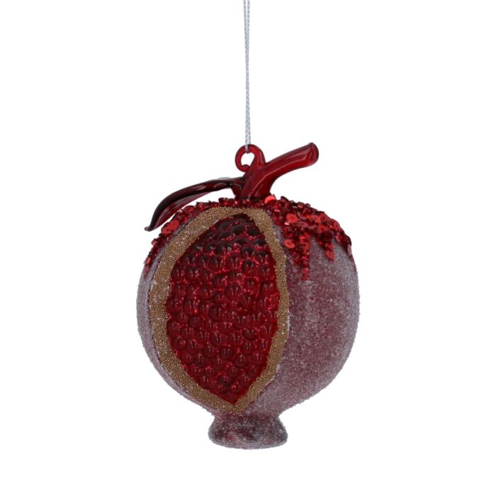 Gisela Graham Red Pomegranate Glass Tree Decoration